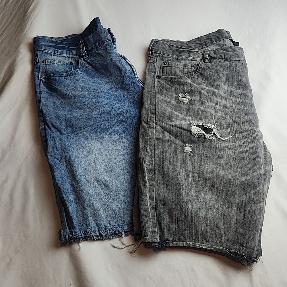 CSG Denim Jean Shorts Lot 2 Cut-Off Frayed Blue Gray Men's Size 40 2-Pack